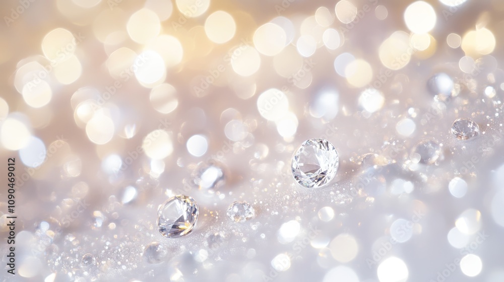 Poster shiny diamonds with bokeh effect creating a luxurious sparkling background