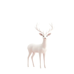 Obraz premium White Deer Standing Gracefully in a Leafy Forest Surrounded by Lush Greenery and Bright Sunlight, Symbolizing Purity and Nature's Beauty