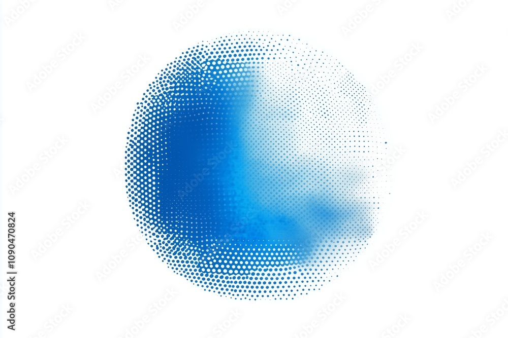 Poster futuristic circular design with blue halftone pattern in