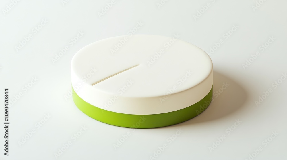 Aufkleber a minimalist circular object with a white top and green bottom, likely a container or lid.