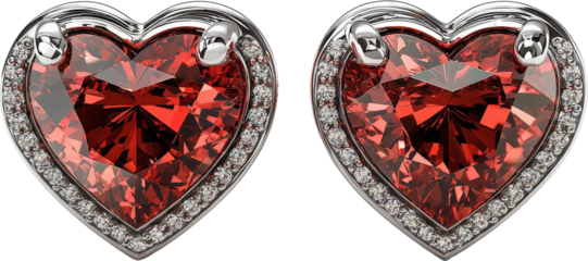 heart shaped red diamond earrings 