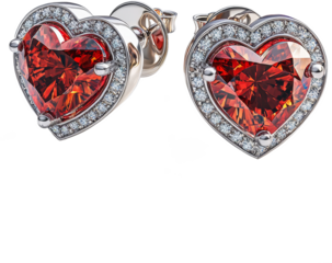 heart shaped red diamond earrings 