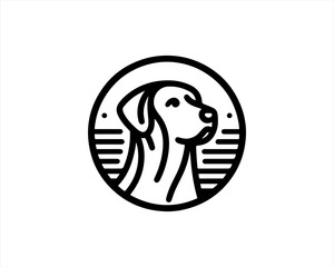 Circle Dog Logo Design Vector illustration..