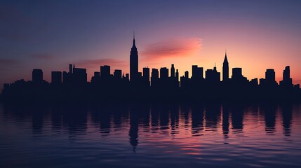 Fototapeta premium Realistic view of new york city skyline in silhouette image