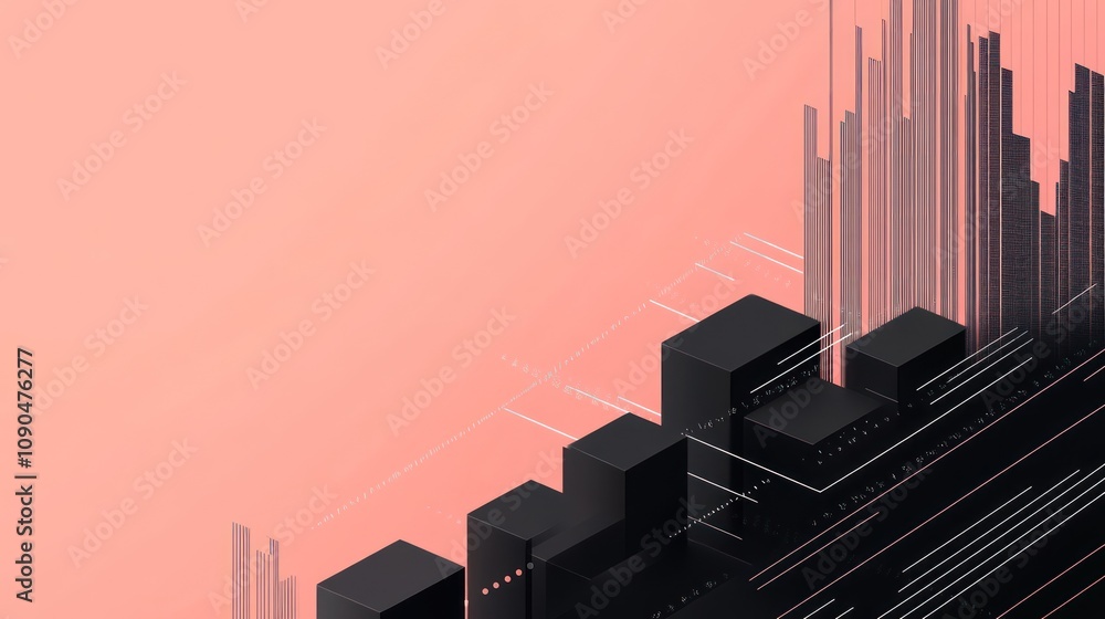 Aufkleber abstract graphic featuring black geometric shapes on a soft pink background.