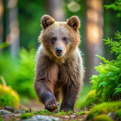 Obraz premium A majestic brown bear standing amidst the breathtaking Alaskan