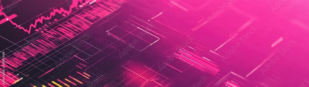 Poster Abstract digital graphic with vibrant colors and data visualizations.