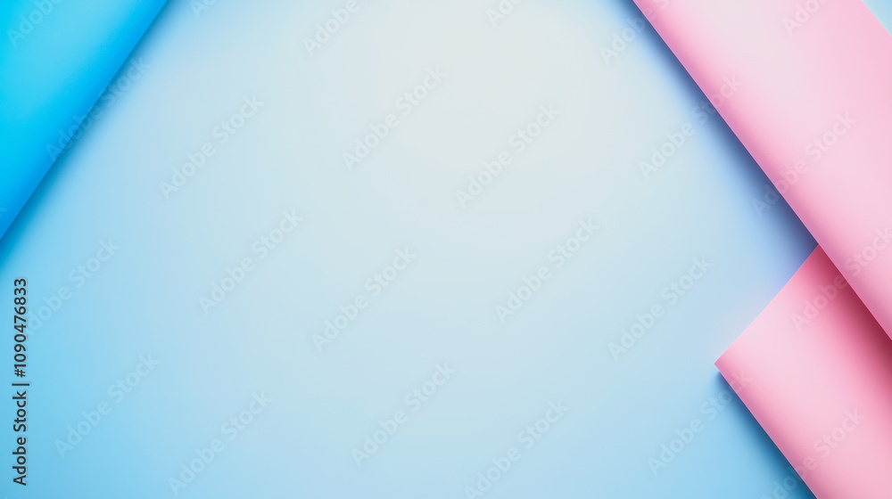 Poster soft colorful background with blue and pink paper sheets creating an elegant pastel tone ideal for m