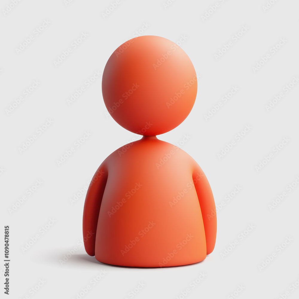 Poster simple orange figure icon on a light background representing minimalist design in modern art, perfec
