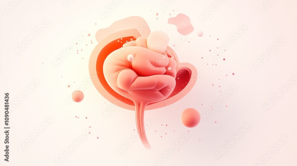 Fototapete Abstract representation of a brain and bladder, emphasizing human anatomy and organ functions.
