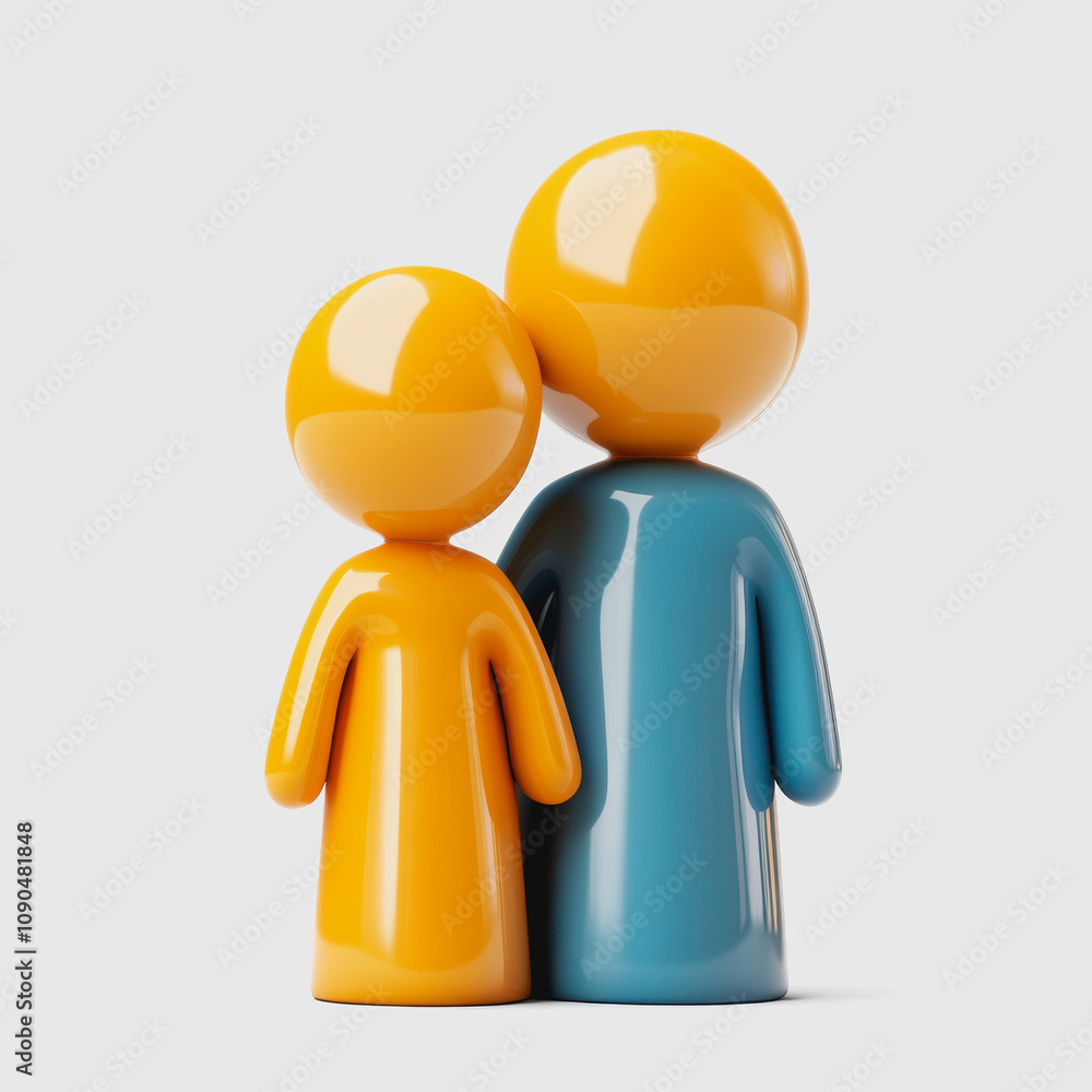 Poster colorful figures representing family bond, emphasizing the connection between parent and child with 