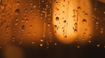 Golden Raindrops Adorn A Windowpane At Dusk