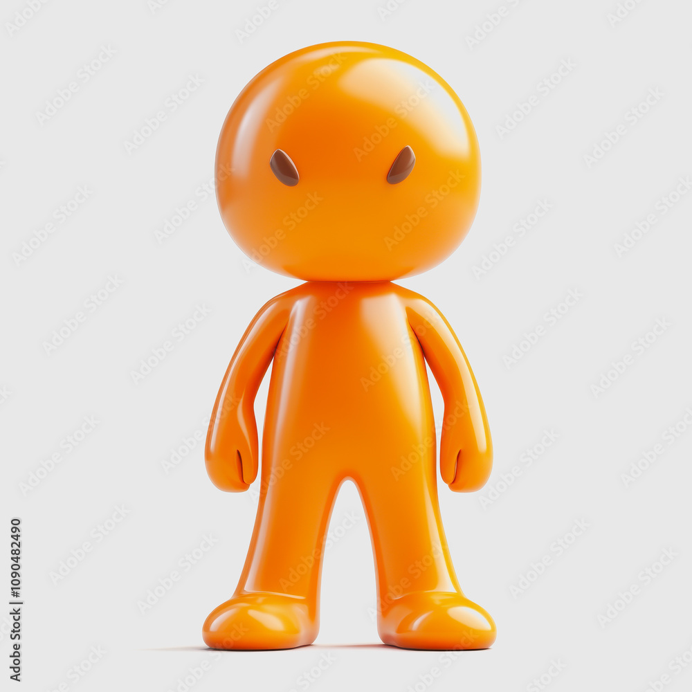 Poster bright and playful orange character with round body and simple features perfect for fun and whimsica