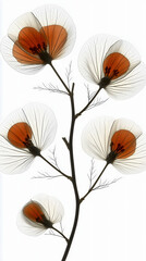 Fototapeta premium Delicate floral arrangement featuring translucent petals and vibrant orange centers in a minimalistic design