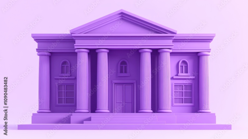 Aufkleber a stylized purple building with columns, resembling a classical architectural structure.