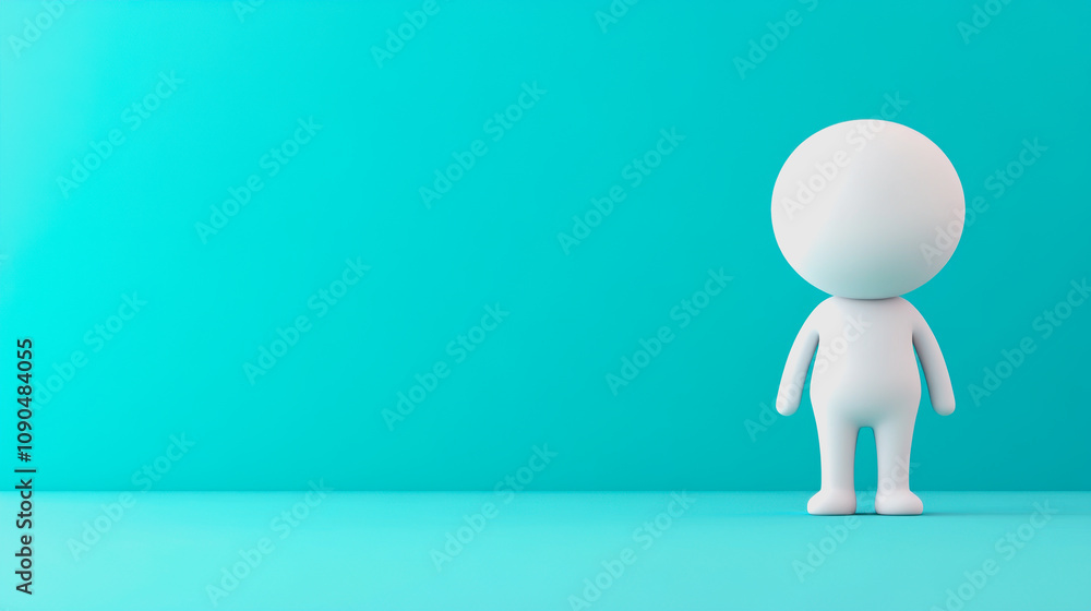 Poster minimalistic character figure against a solid color background with copy space perfect for creative 
