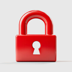 Bright Red Lock Icon With Keyhole Symbolizing Safety, Security, Protection, and Privacy in Digital and Physical Spaces for Various Applications and Industries