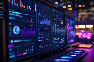 Obraz premium A tech-focused slide with digital analytics and growth metrics, Company showcase presentation, digital transformation