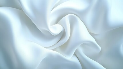 Obraz premium Elegant white silk fabric background. Smooth material with flowing folds. Luxurious textile offering an aesthetic backdrop, perfect for stylish and refined designs.