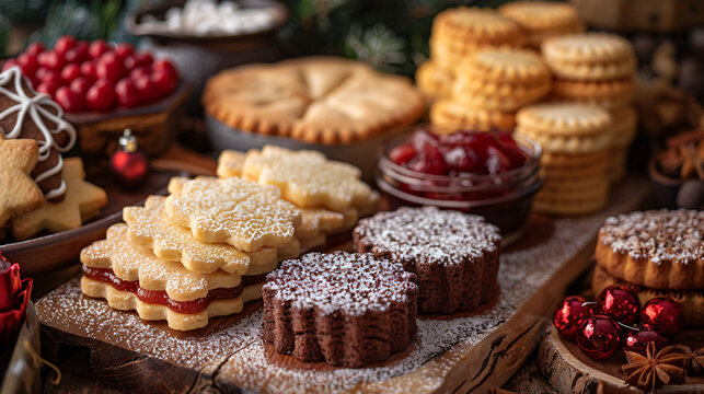 Typical Spanish Christmas sweets shortbread mant and snacks