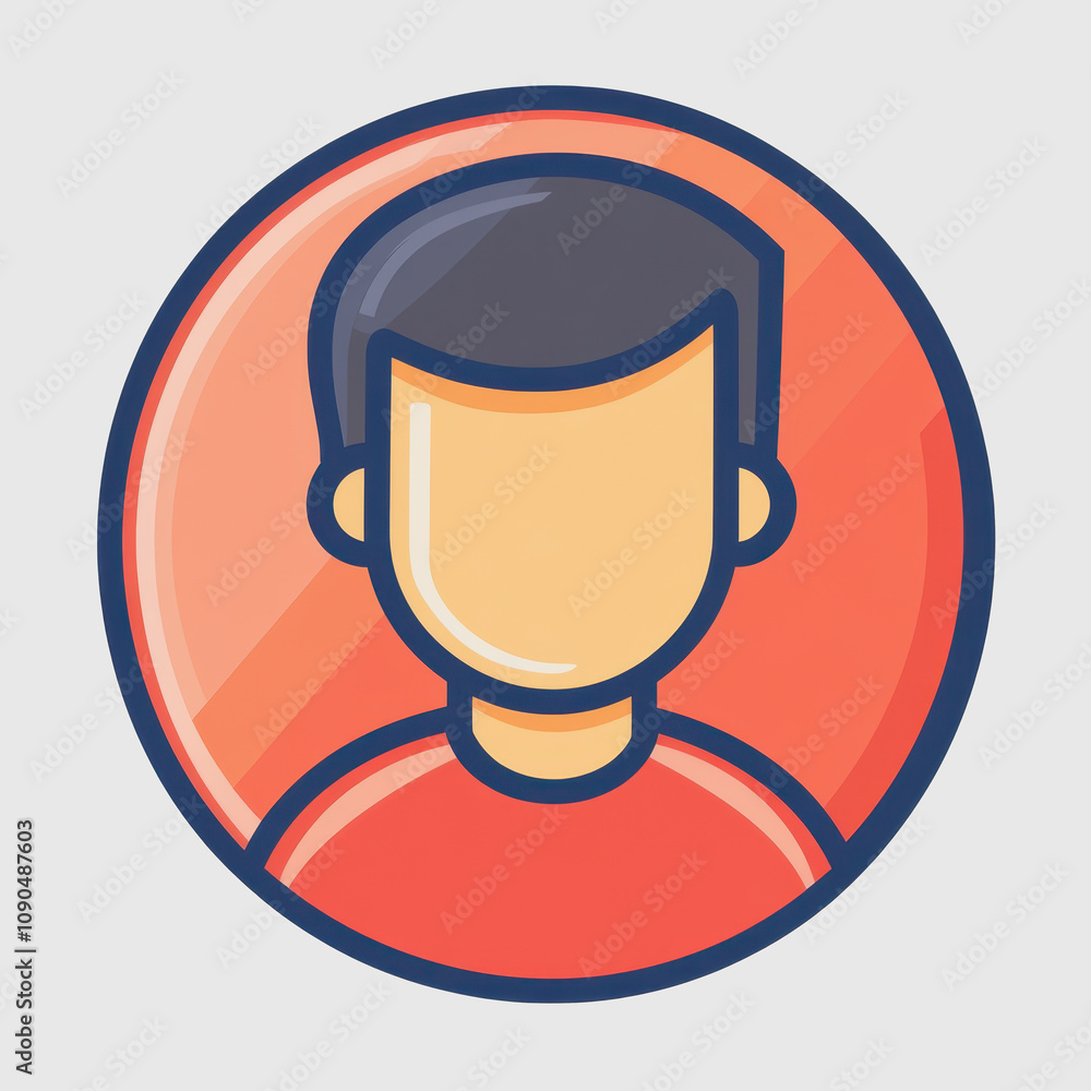 Poster simple and modern illustration of a person icon in minimalist style with circular background in warm