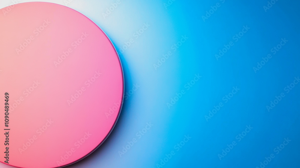 Poster abstract pastel circle shape against a smooth gradient blue background, showcasing minimalistic desi