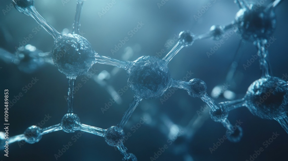 Poster Close-up view of interconnected molecular structures in a scientific context.