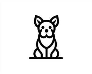 Obraz premium Minimalist outline dog logo design icon symbol vector illustration.