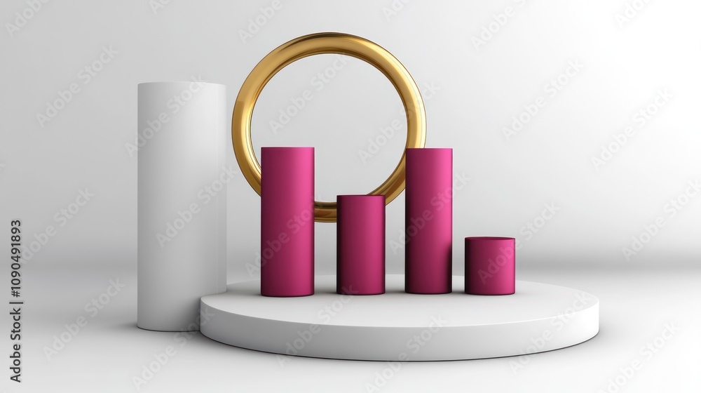 Poster Abstract 3D representation of bar graphs and shapes for data visualization.