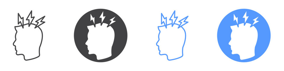 Headache icon icon flat line symbol set.