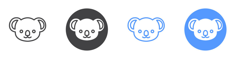 Fototapeta premium Koala head icon flat line symbol set.