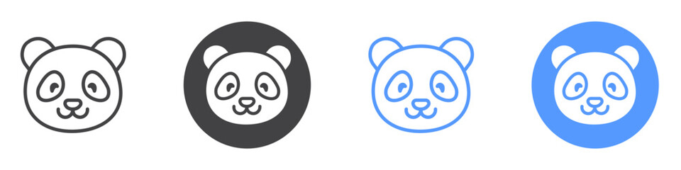 Panda icon flat line symbol set.