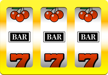 【フレームのみ】スロットマシンのイラスト 質感あり BAR揃い