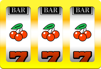 【フレームのみ】スロットマシンのイラスト 質感あり チェリー揃い