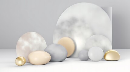 Abstract Sphere Arrangement With Neutral Tones