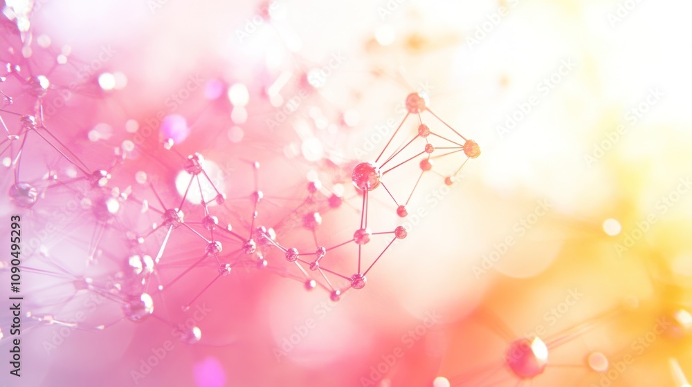 Aufkleber abstract representation of molecular structures with vibrant colors and light effects.