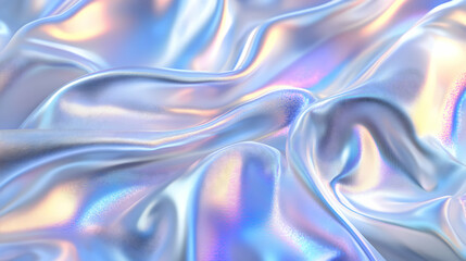 Obraz premium Iridescent Fabric Drapes in Soft, Dreamy Waves, Creating an Abstract 3D Background Texture