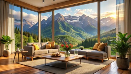 Cozy Living Room with Mountain View - Panoramic Serenity and Comfort