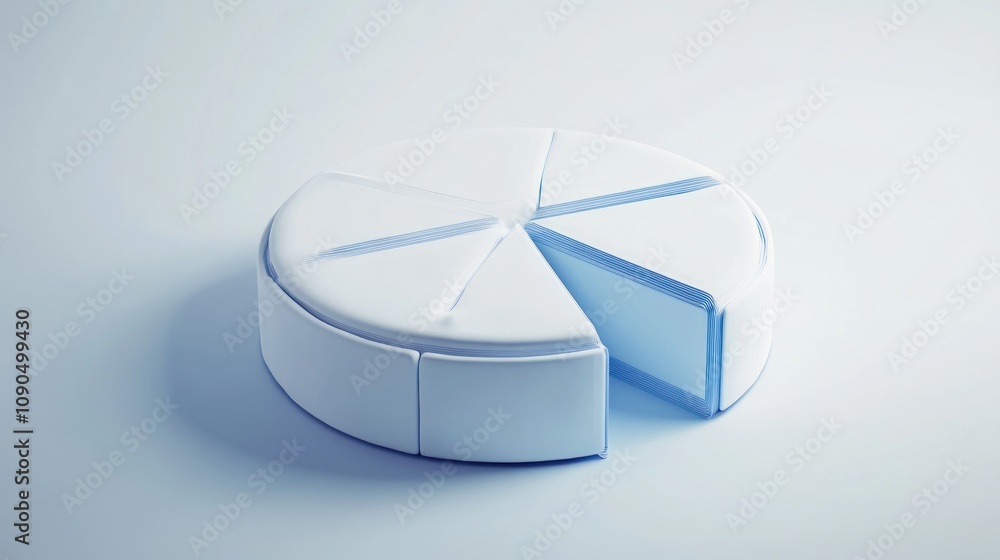 Poster A modern, minimalist pie chart model with a slice removed, symbolizing data representation.