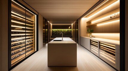 Wine cellar scene, premium wine collection on display
