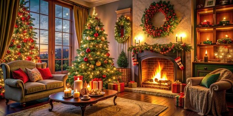 Festive Holiday Decoration with Christmas Ornaments and New Year Home Decor Ideas for a Cozy Celebration Scene