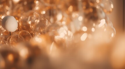 Abstract Gold Bubbles With White Sphere
