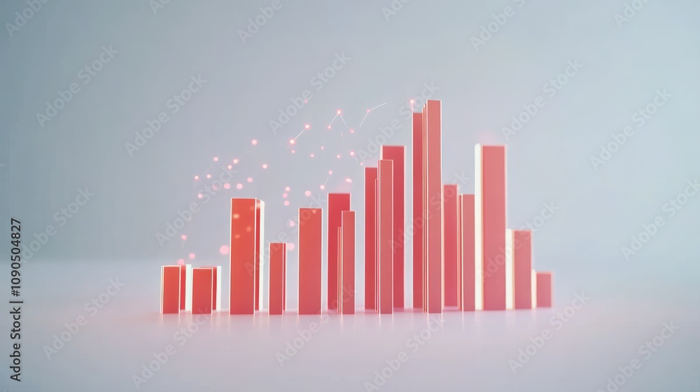 Poster A digital bar graph visualization with glowing elements representing data trends.