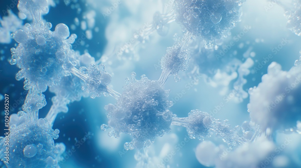 Poster Abstract representation of molecular structures in a scientific context.