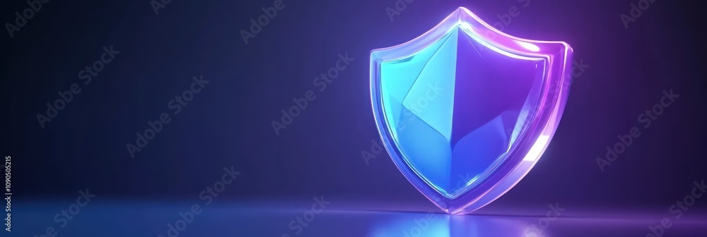 Aufkleber a glowing shield icon representing protection and security in a digital context.