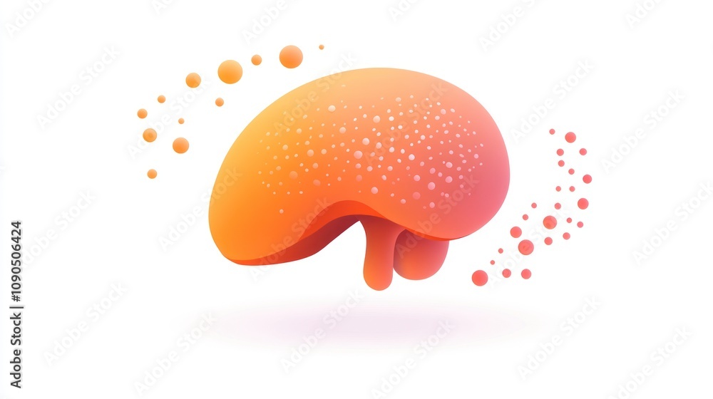 Poster Abstract illustration of a brain-like shape with a gradient and dotted pattern.