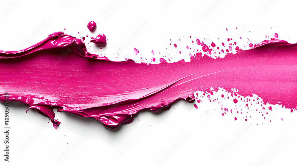 Poster vibrant pink paint swirl abstract background, dynamically splashed across white canvas, creating a b