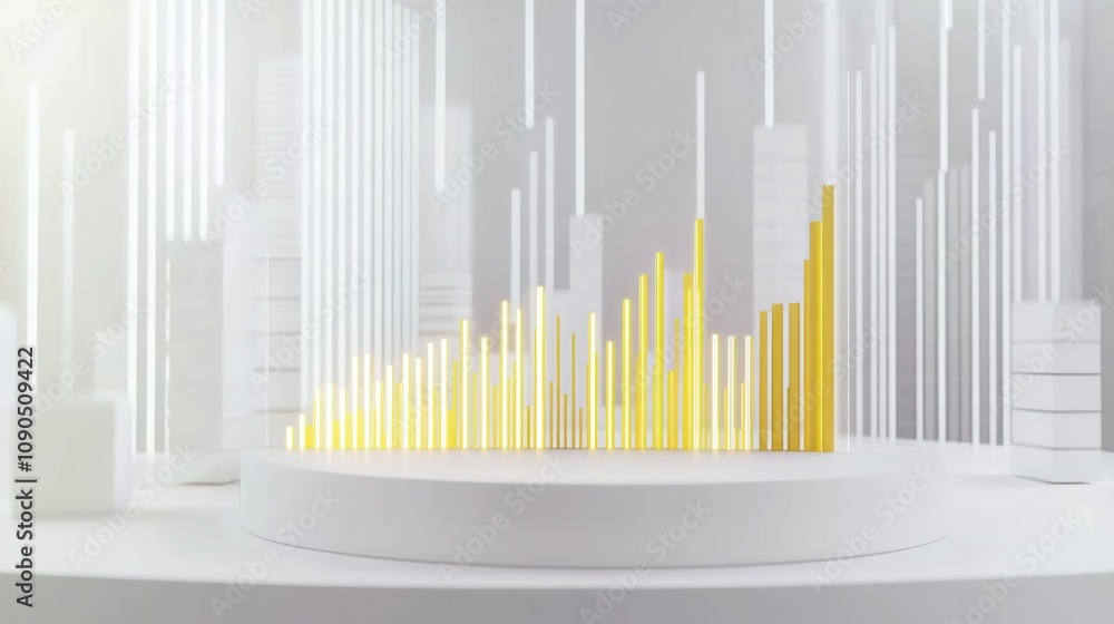 Aufkleber Abstract visualization of data with vertical bars in a modern, minimalist setting.