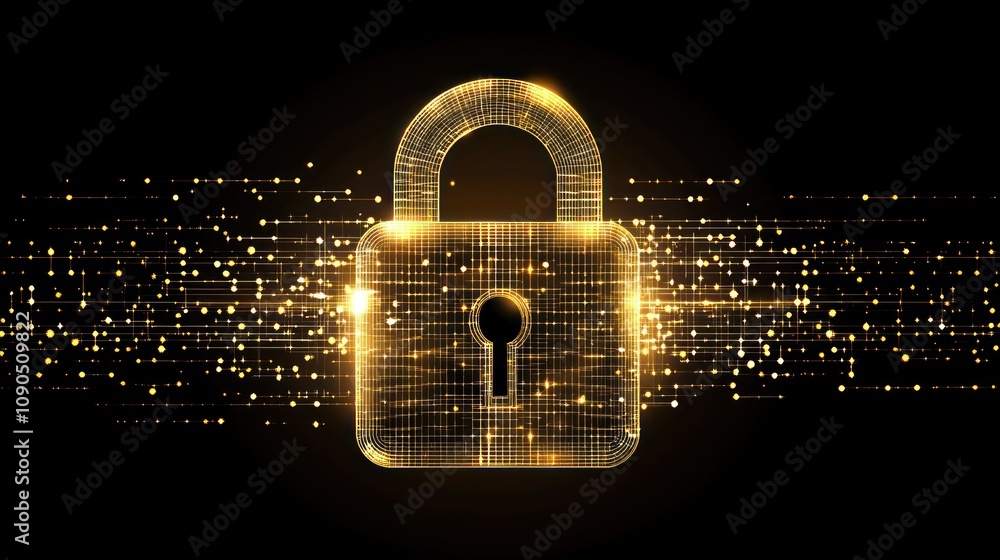 Poster A digital padlock with a glowing effect, symbolizing security and data protection.