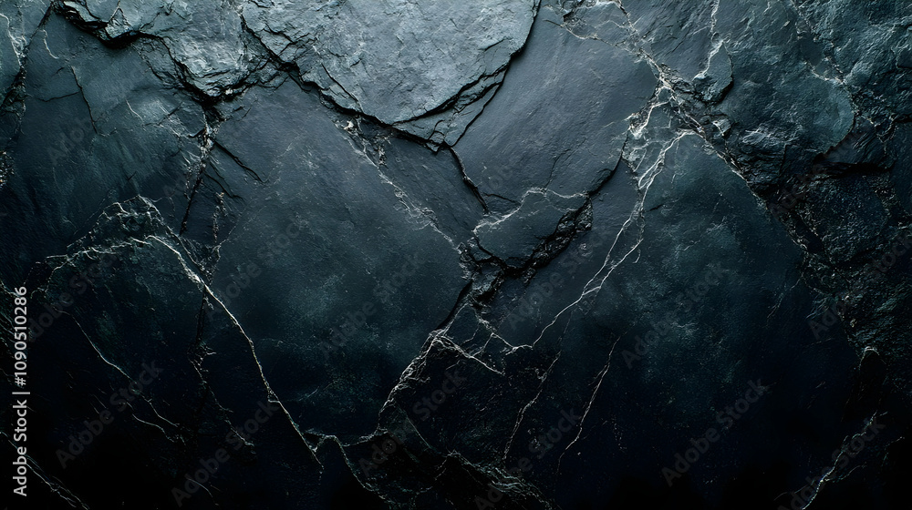 Poster dark grey slate stone texture with cracks and veins, abstract background for design and art